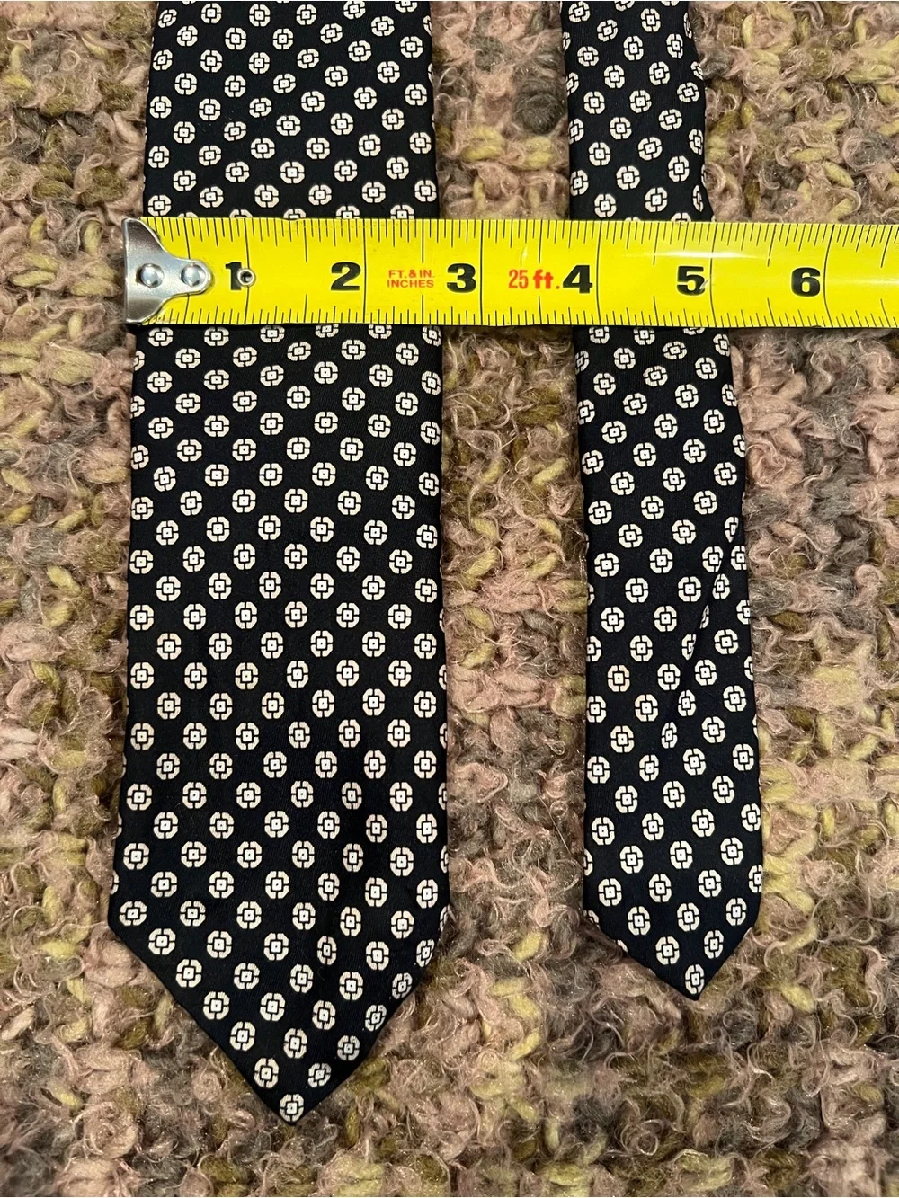 Vintage Christian Dior Silk Men's Tie Necktie black geometric design